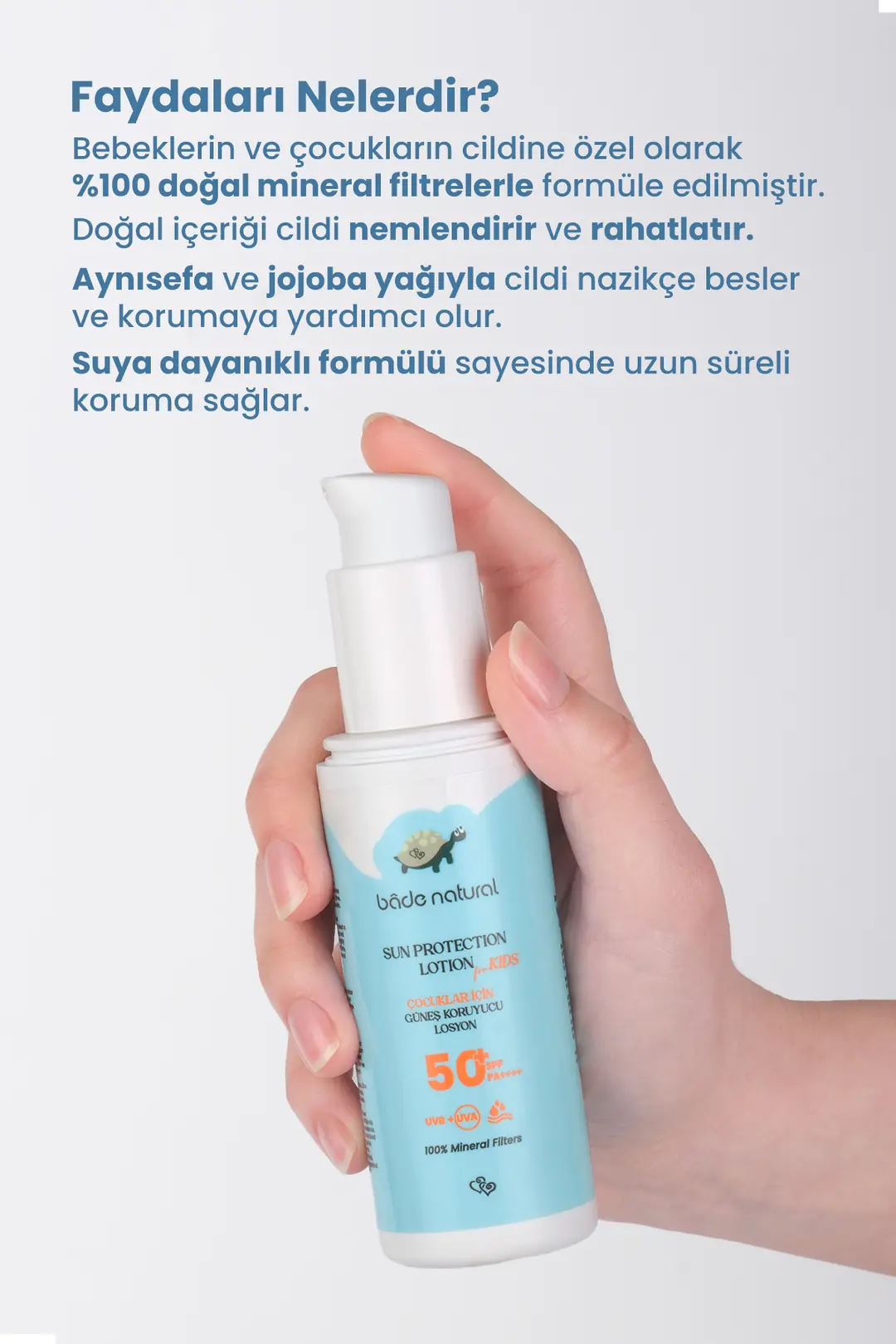 %100 Doğal 50+ SPF Yüksek Korumalı Çocuk Güneş Koruyucu Losyon 100 ml - 3
