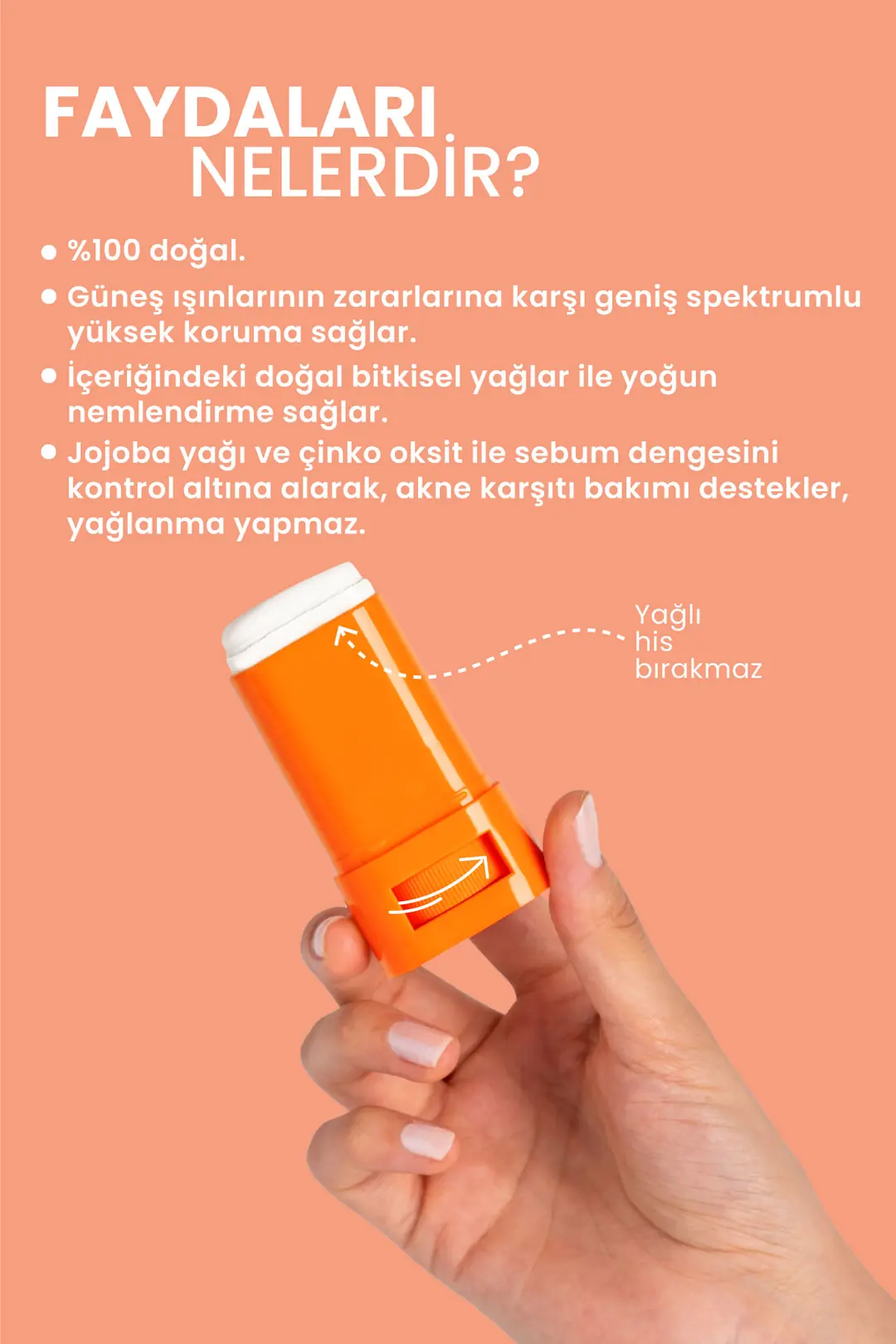 50 SPF %100 Mineral Filtreli ve Doğal Yüksek Korumalı Güneş Stick 16 g - 3