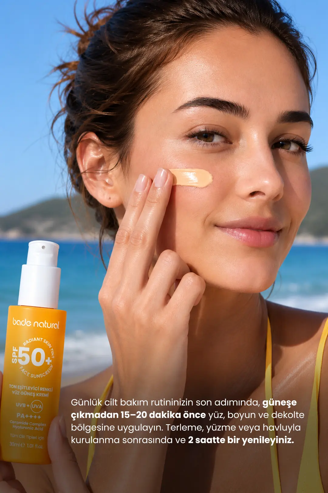 SPF 50+ Ton Eşitleyici Renkli Yüz Güneş Kremi - 4