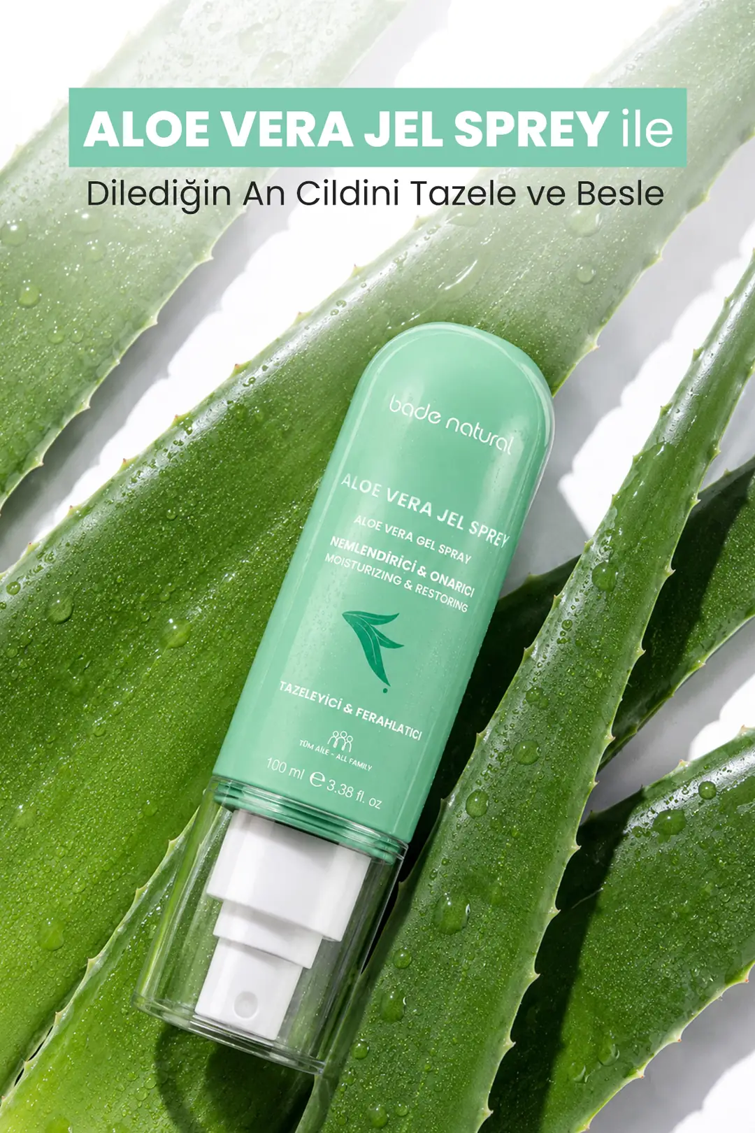 Aloe Vera Onarıcı ve Nemlendirici Güneş Sonrası Jel Sprey %100 Doğal 100 ml - 2