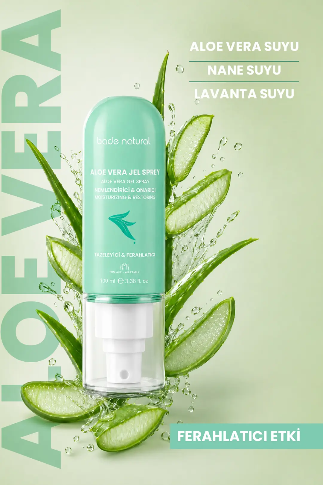 Aloe Vera Onarıcı ve Nemlendirici Güneş Sonrası Jel Sprey %100 Doğal 100 ml - 5