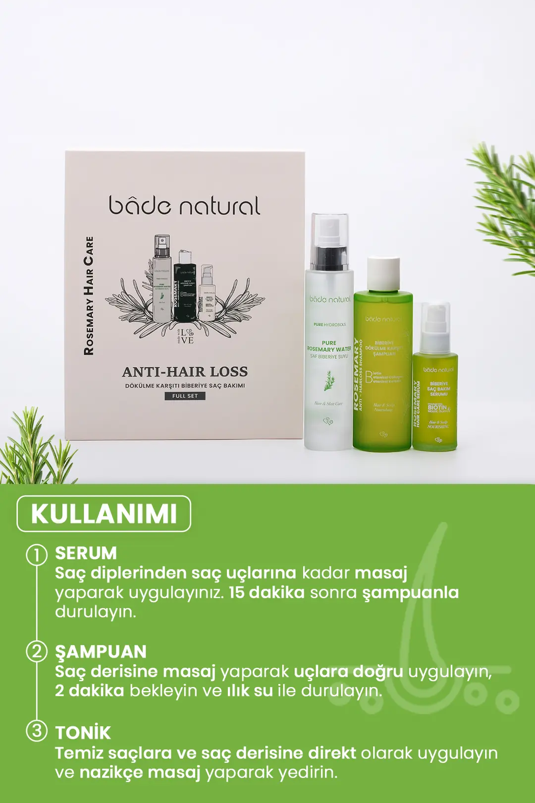 Biberiye Dökülme Karşıtı ve Güçlendirici Komple Saç Bakım Seti - 2