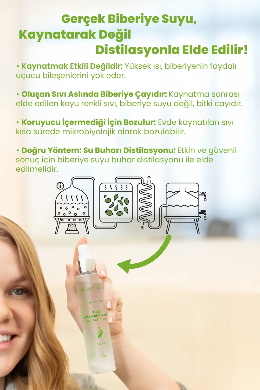 Biberiye Suyu Güçlendirici Saç Toniği %100 Doğal 100 ml - 4