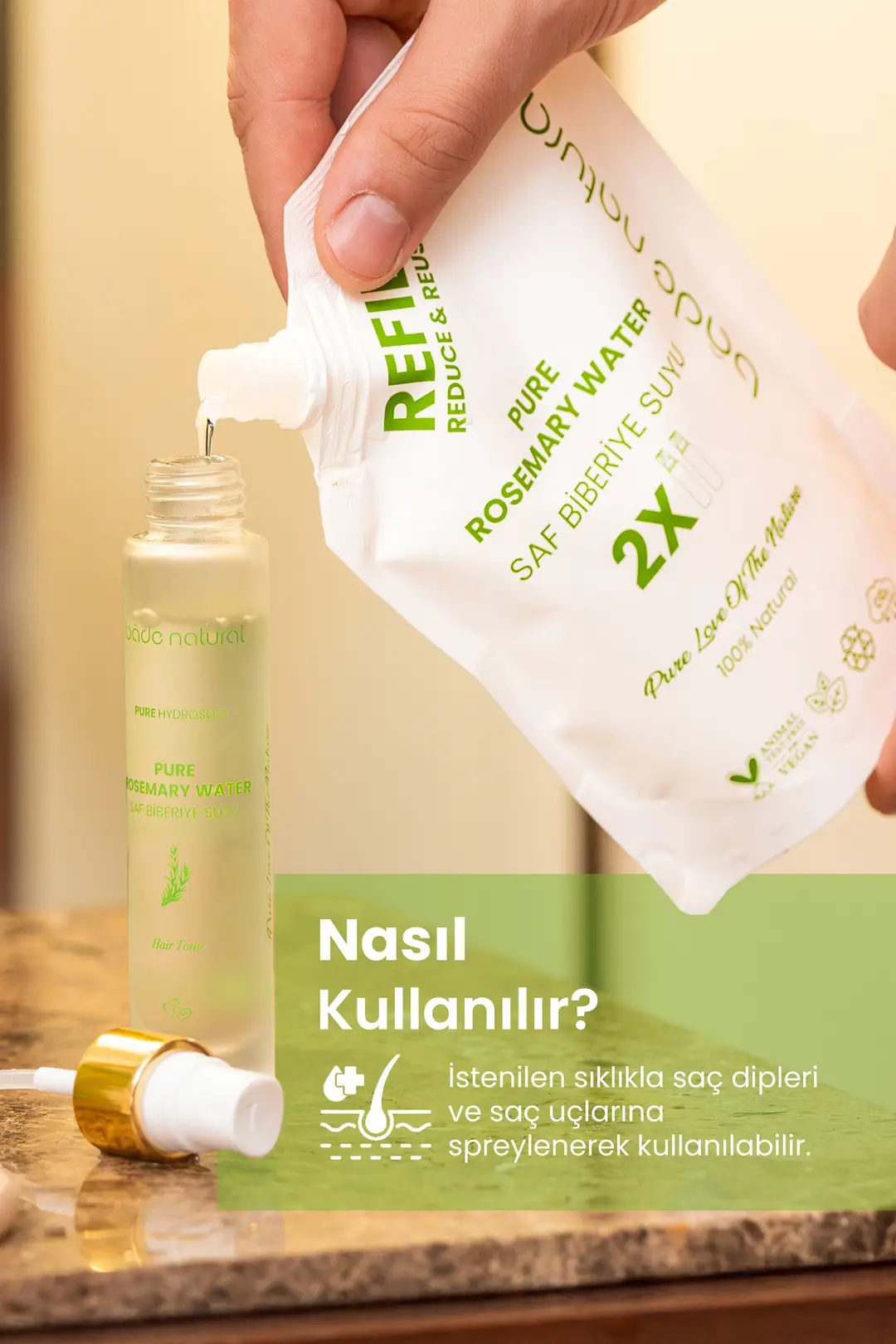 Biberiye Suyu Güçlendirici Saç Toniği Dökülme Karşıtı %100 Doğal 30 ml - 3