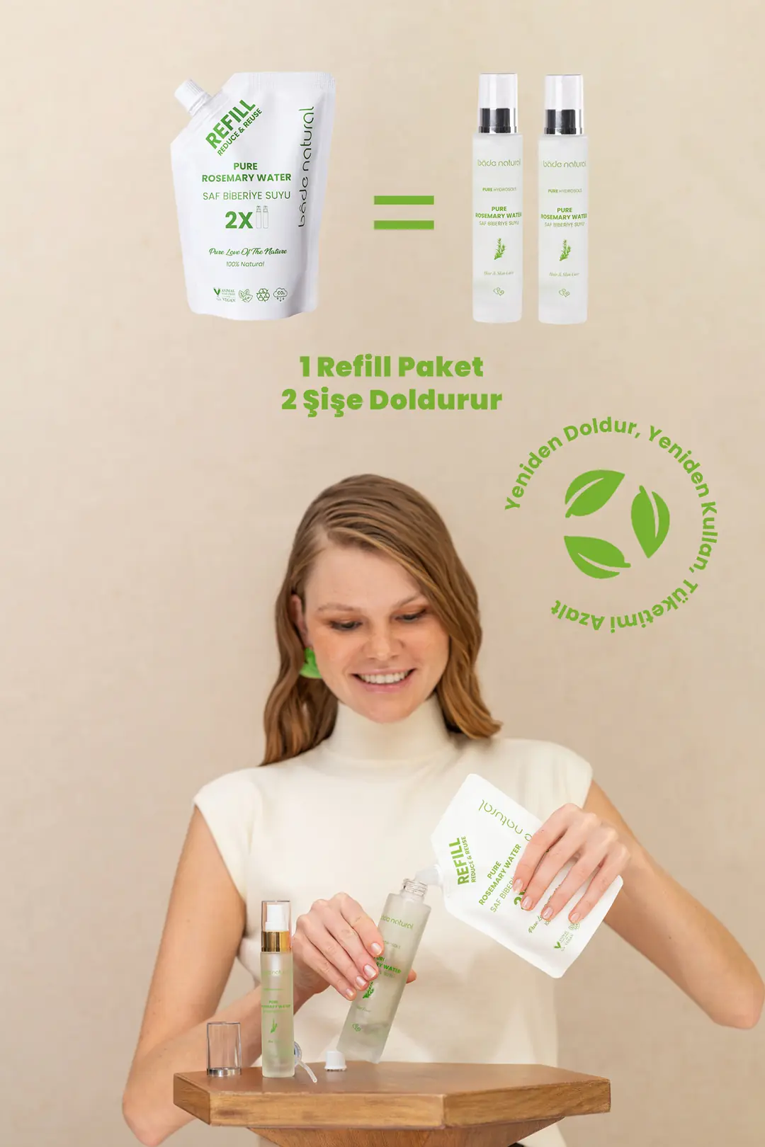 Biberiye Suyu Güçlendirici Saç Toniği Refill Paket 200 ml %100 Doğal - 3