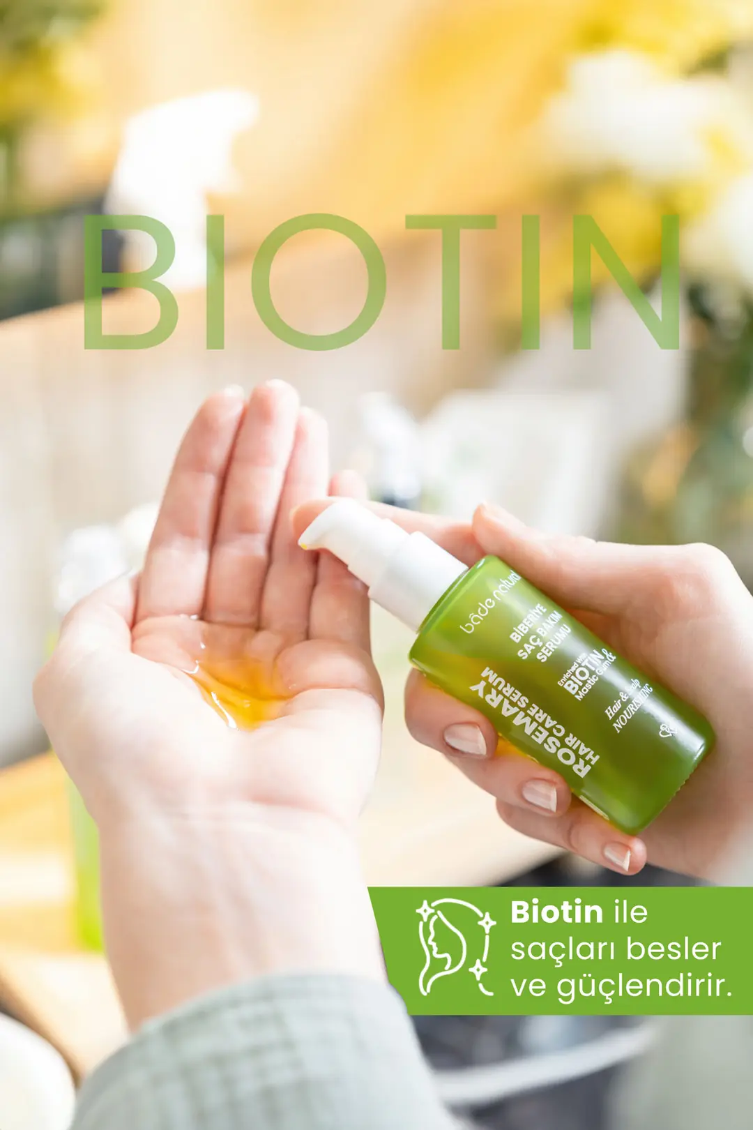 Biberiye Yağı ve Biotin Complex Saç Dökülmesi Karşıtı ve Yıpranmış Saçlar için Saç Bakım Serumu 50 ml - 3
