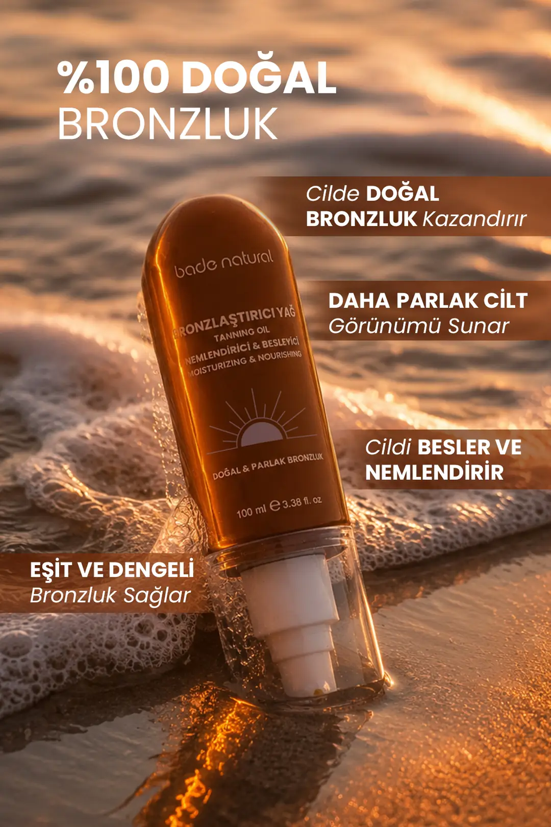 Bronzlaştırıcı ve Nemlendirici Güneş Yağı %100 Doğal 100 ml - 4