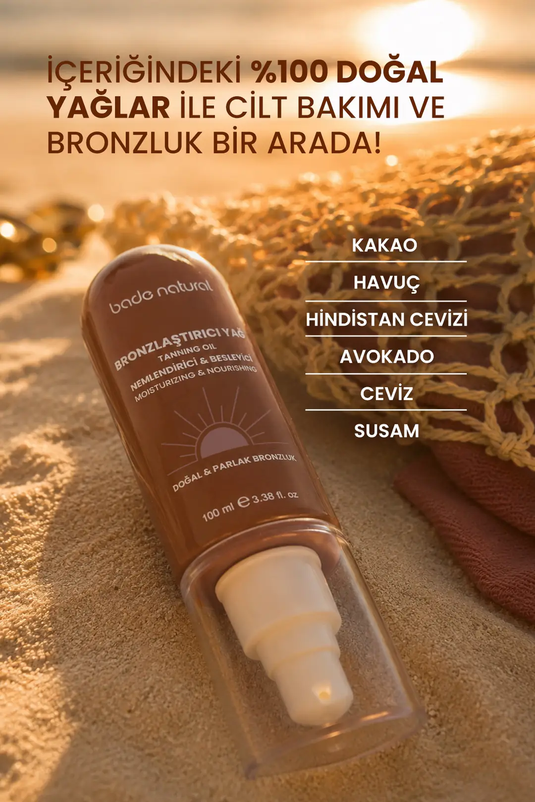 Bronzlaştırıcı ve Nemlendirici Güneş Yağı %100 Doğal 100 ml - 5