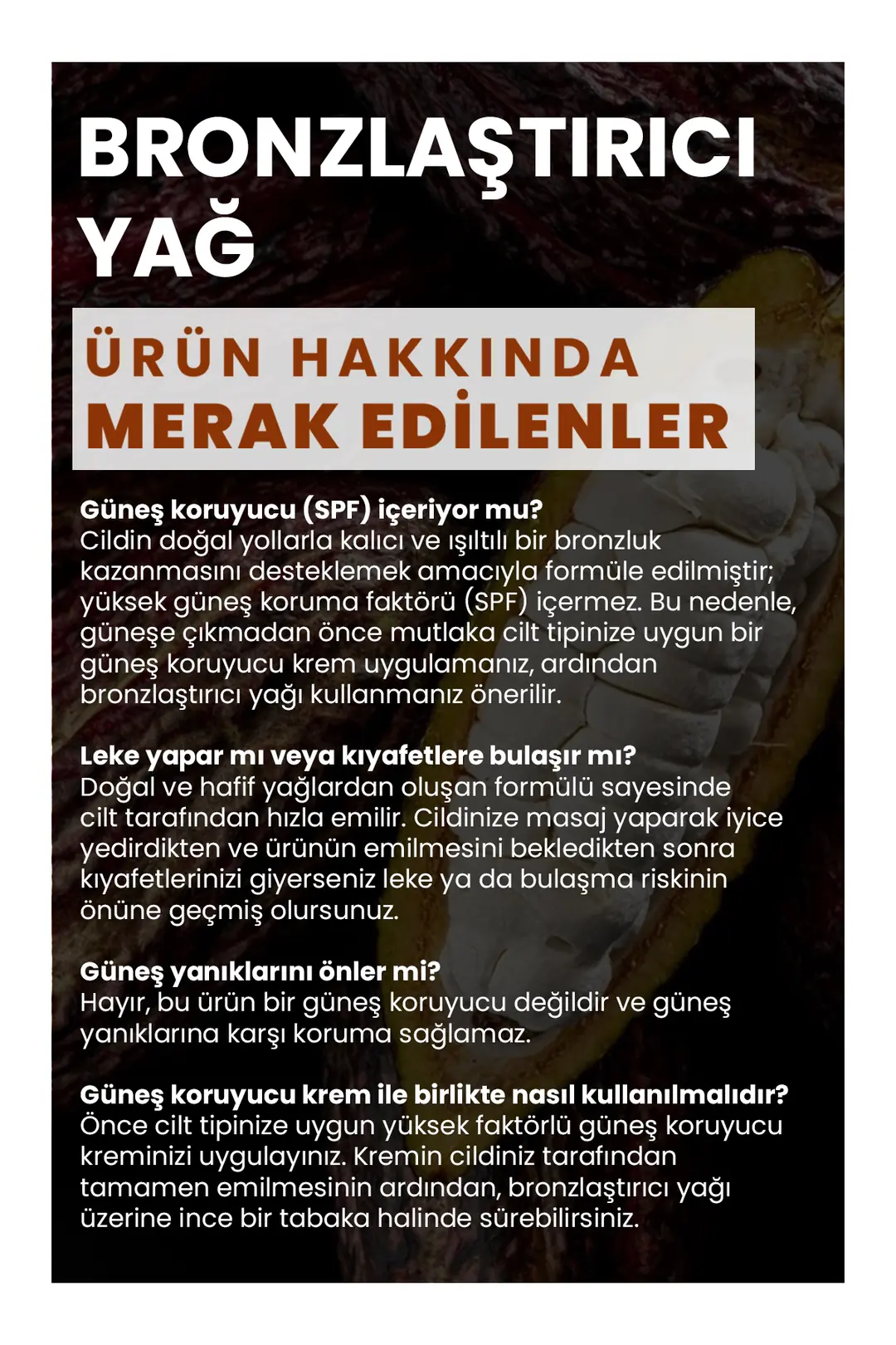 Bronzlaştırıcı ve Nemlendirici Güneş Yağı %100 Doğal 100 ml - 7