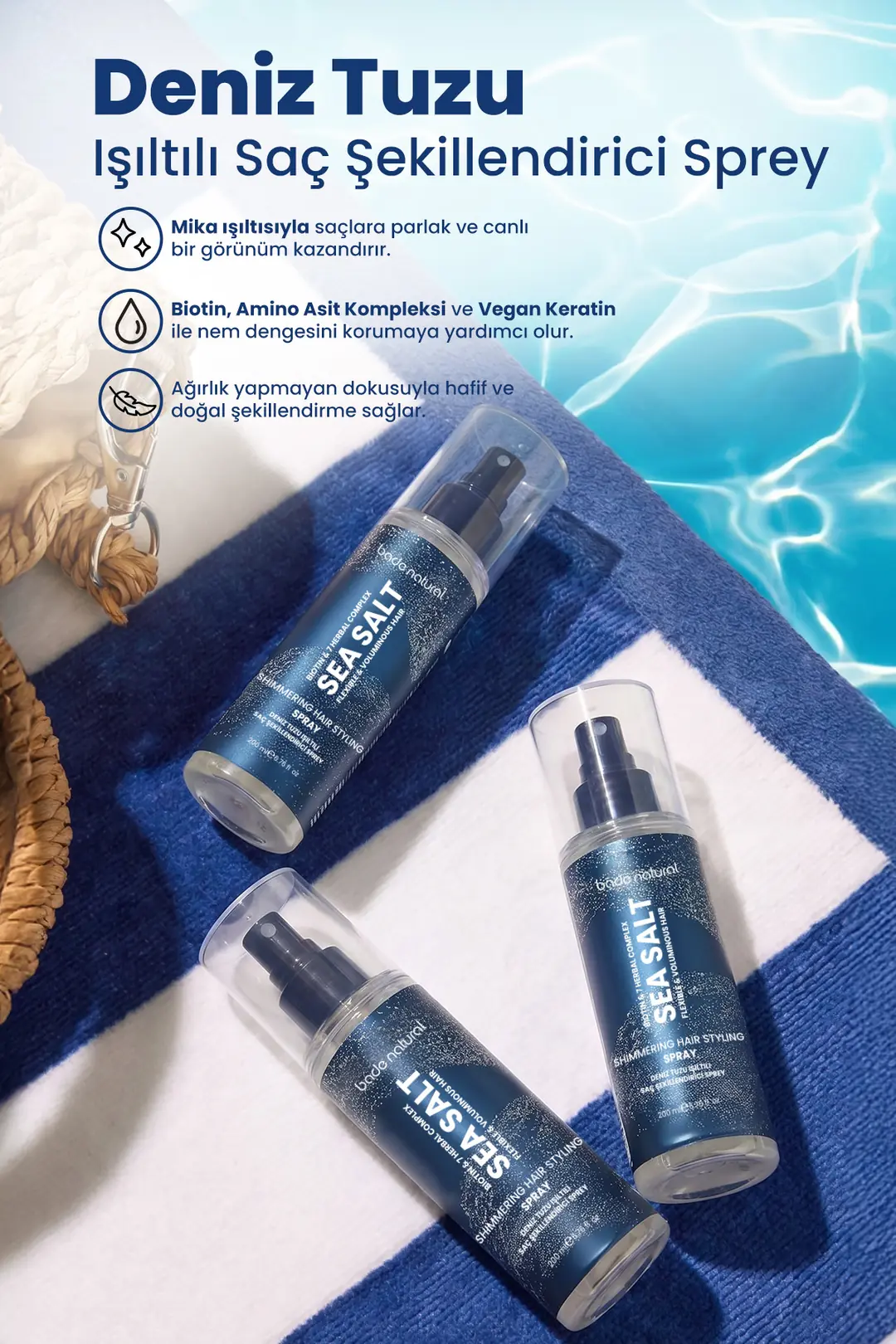Deniz Tuzu Işıltılı Şekillendirici Saç Spreyi 200 ml - 2