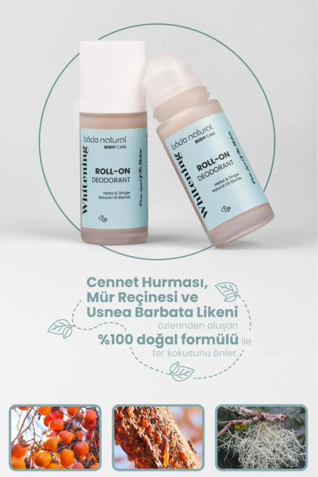 Doğal Roll On Beyazlatıcı Ter Kokusu Önleyici Koltuk Altı Deodorant %100 Doğal ve Vegan 50 ml - 3