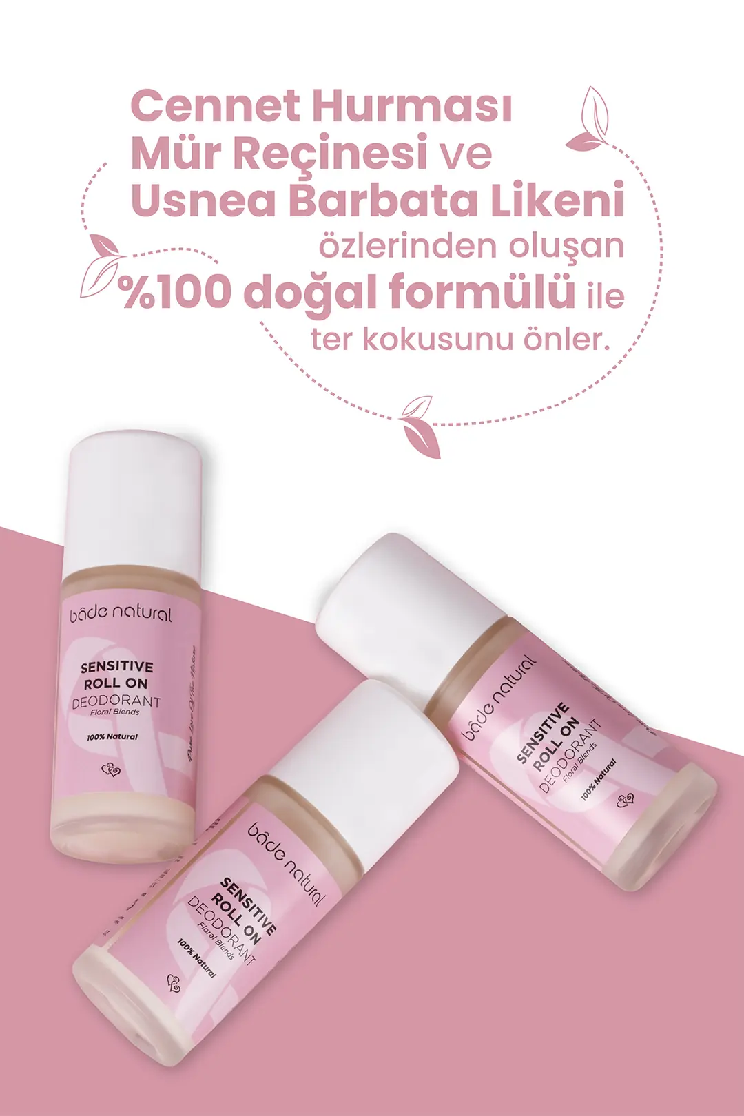Doğal Roll On Floral Blends Deodorant Hassas Ciltler İçin Ter Kokusu Önleyici Vegan 50 ml - 3