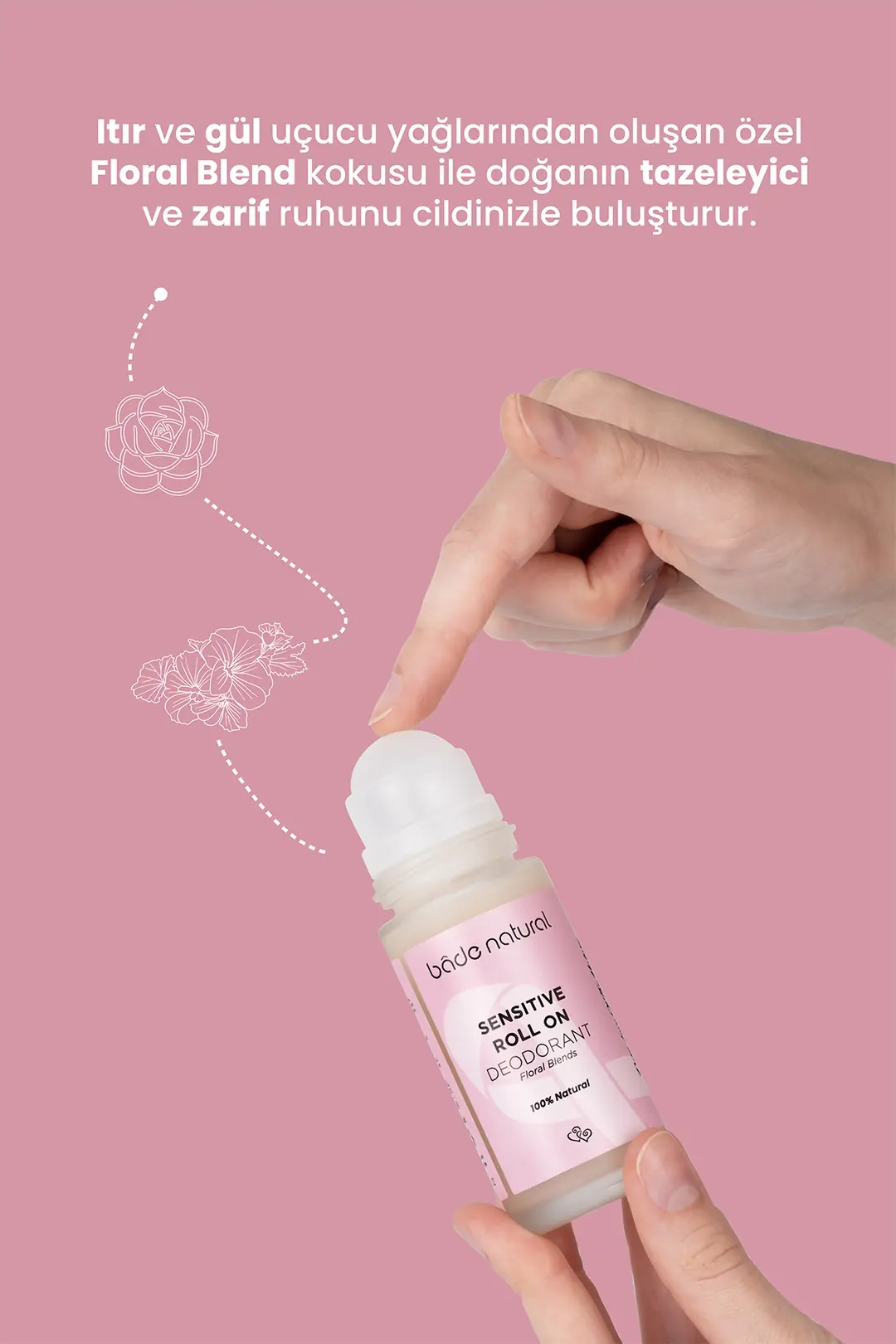 Doğal Roll On Floral Blends Deodorant Hassas Ciltler İçin Ter Kokusu Önleyici Vegan 50 ml - 4