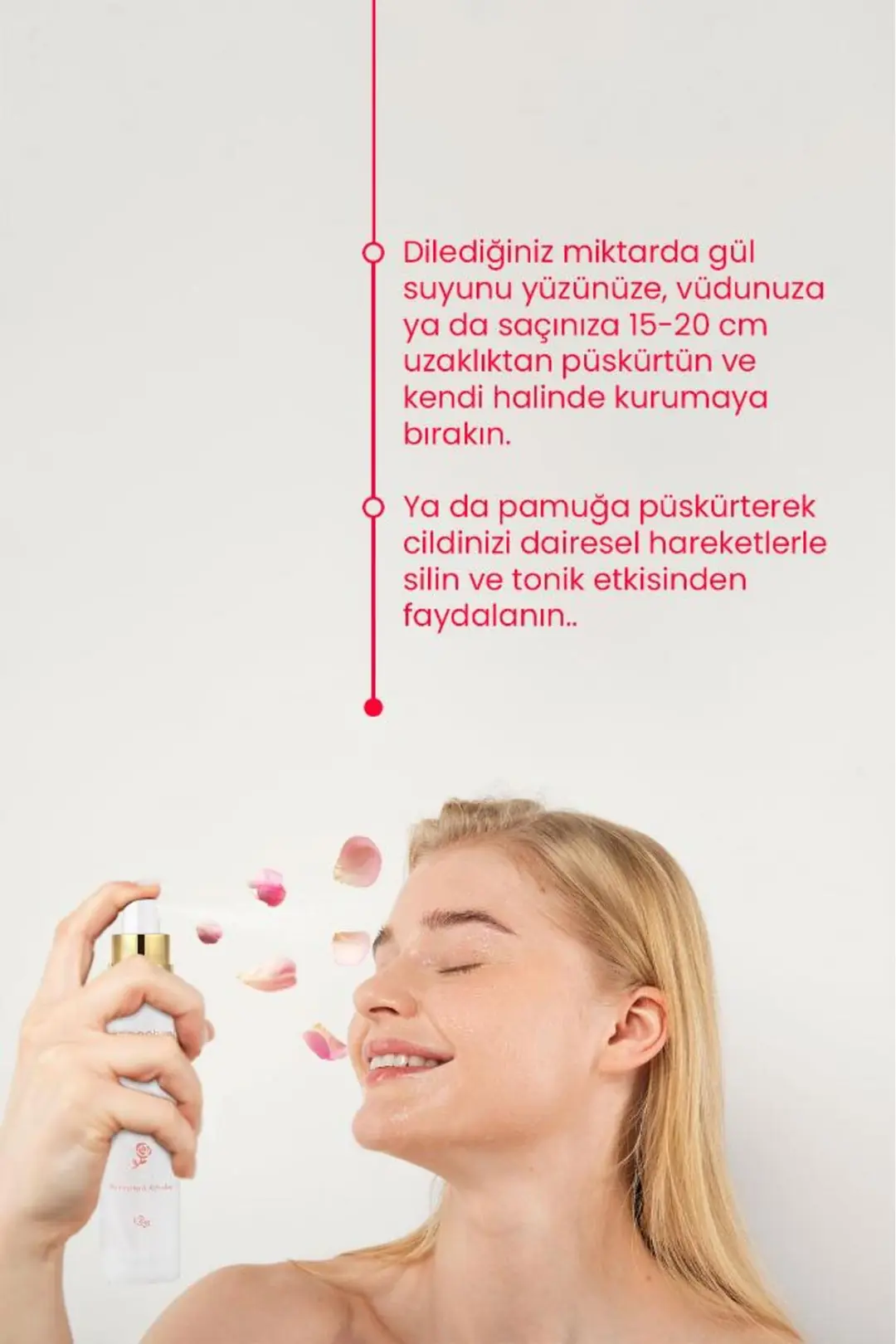 Gül Suyu Gözenek Sıkılaştırıcı Aydınlatıcı ve Arındırıcı Tonik %100 Doğal  100 ml - 4