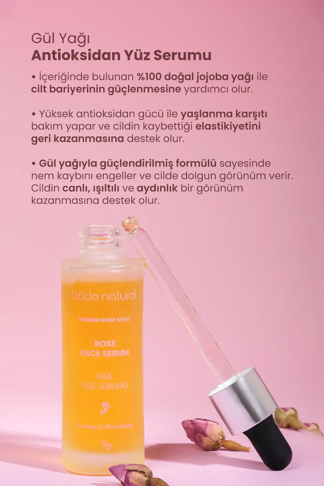 Gül Yağı Rahatlatıcı ve Antioksidan Yüz Serumu 30 ml - 2