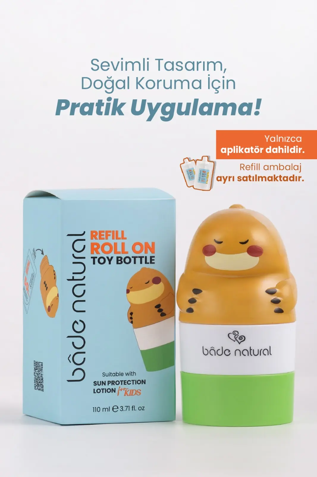 Güneş Koruyucu Losyon Aplikatörü Dinozor Figürlü Doldurulabilir Roll On 110 ml - 2