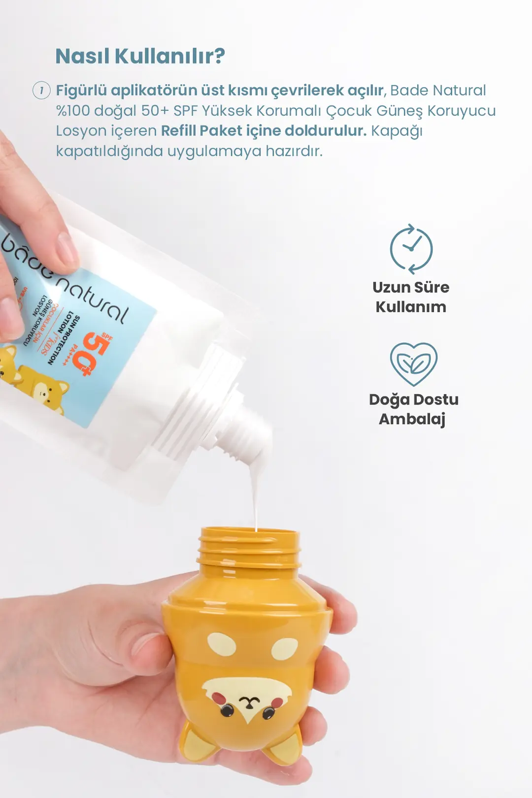 Güneş Koruyucu Losyon Aplikatörü Kedi Figürlü Doldurulabilir Roll On 110 ml - 4