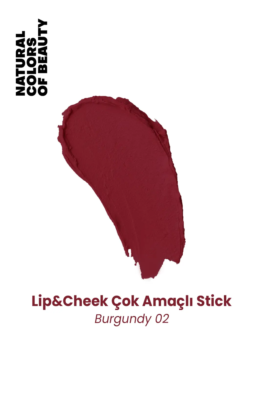 Lip & Cheek Burgundy 02 Çok Amaçlı Stick %100 Doğal - 2