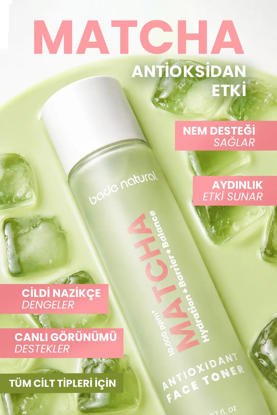 Matcha Antioksidan Cam Cilt (Glass Skin) Aydınlatıcı ve Cilt Tonu Eşitleyici Yüz Toniği 150 ml - 2