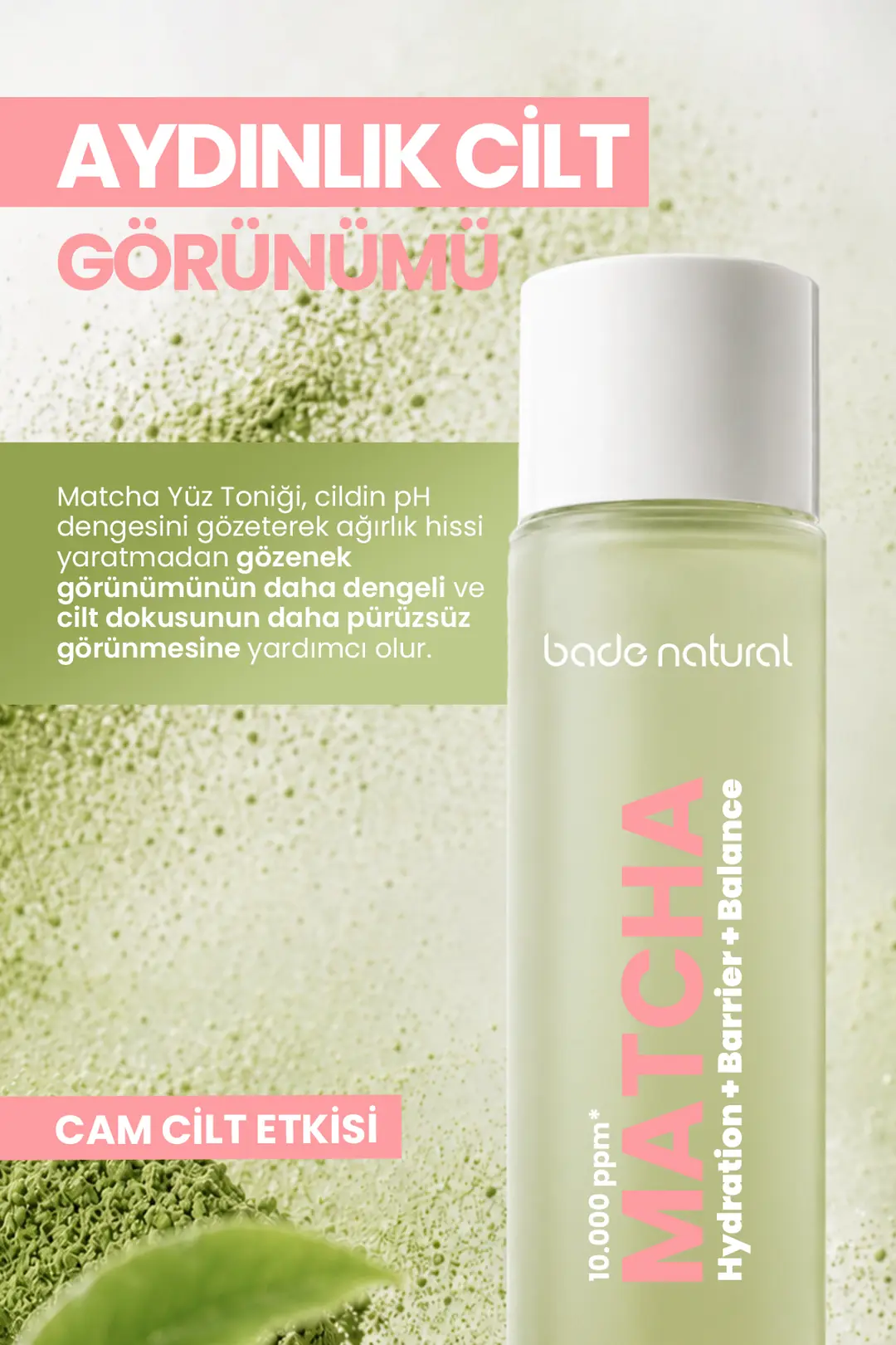 Matcha Antioksidan Cam Cilt (Glass Skin) Aydınlatıcı ve Cilt Tonu Eşitleyici Yüz Toniği 150 ml - 4