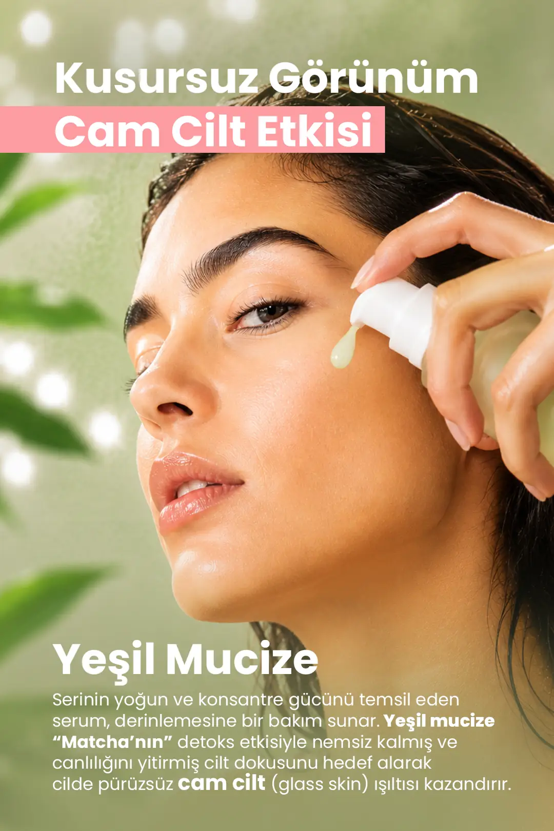 Matcha Antioksidan Cam Cilt (Glass Skin) Yoğun Nemlendirici Yüz Serumu 30 ml - 3