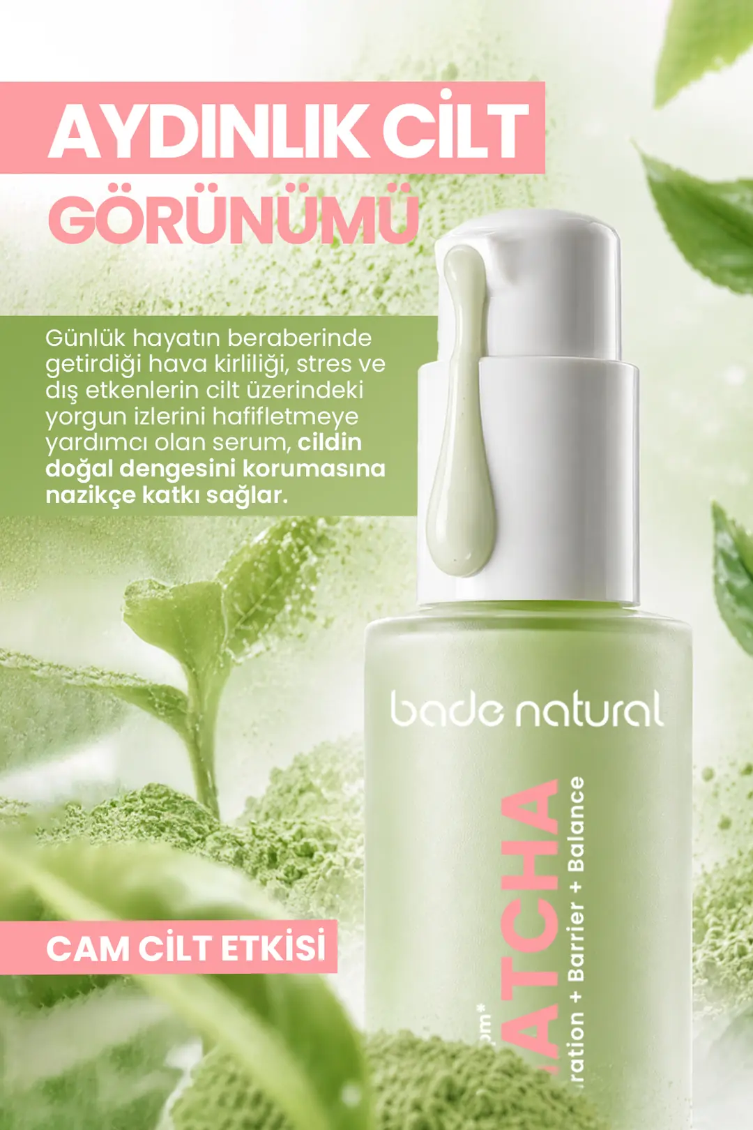 Matcha Antioksidan Cam Cilt (Glass Skin) Yoğun Nemlendirici Yüz Serumu 30 ml - 4