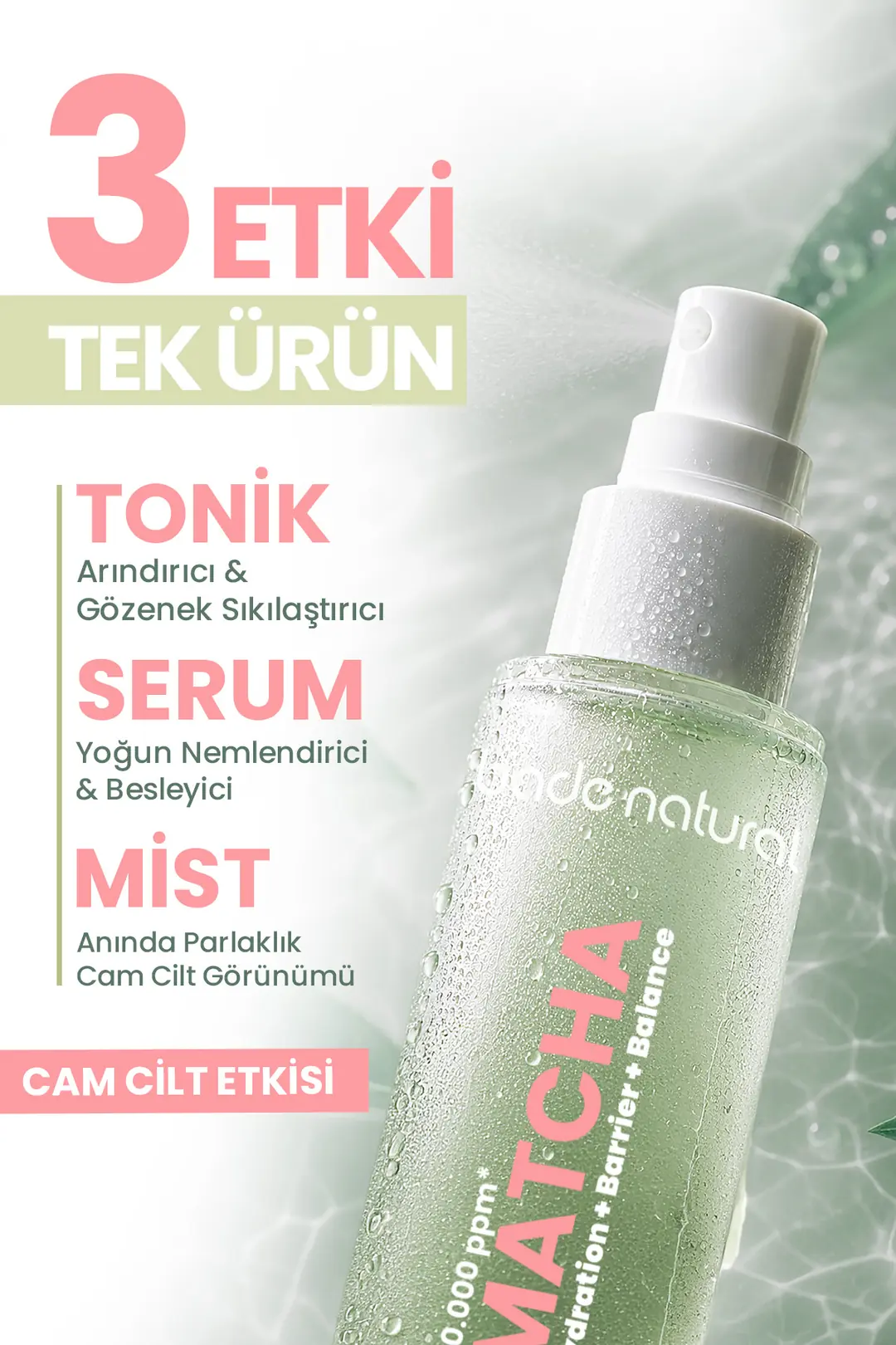 Matcha Antioksidan Cam Cilt (Glass Skin) Yoğun Nemlendirici ve Ferahlatıcı Yüz Spreyi 100 ml - 2