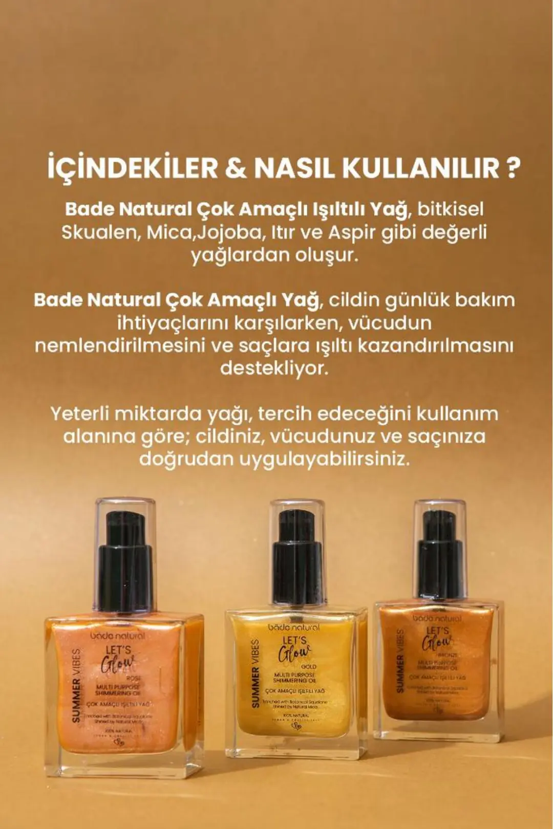 Nemlendirici Işıltılı Bronze Çok Amaçlı Vücut Yağı 50 ml - 4