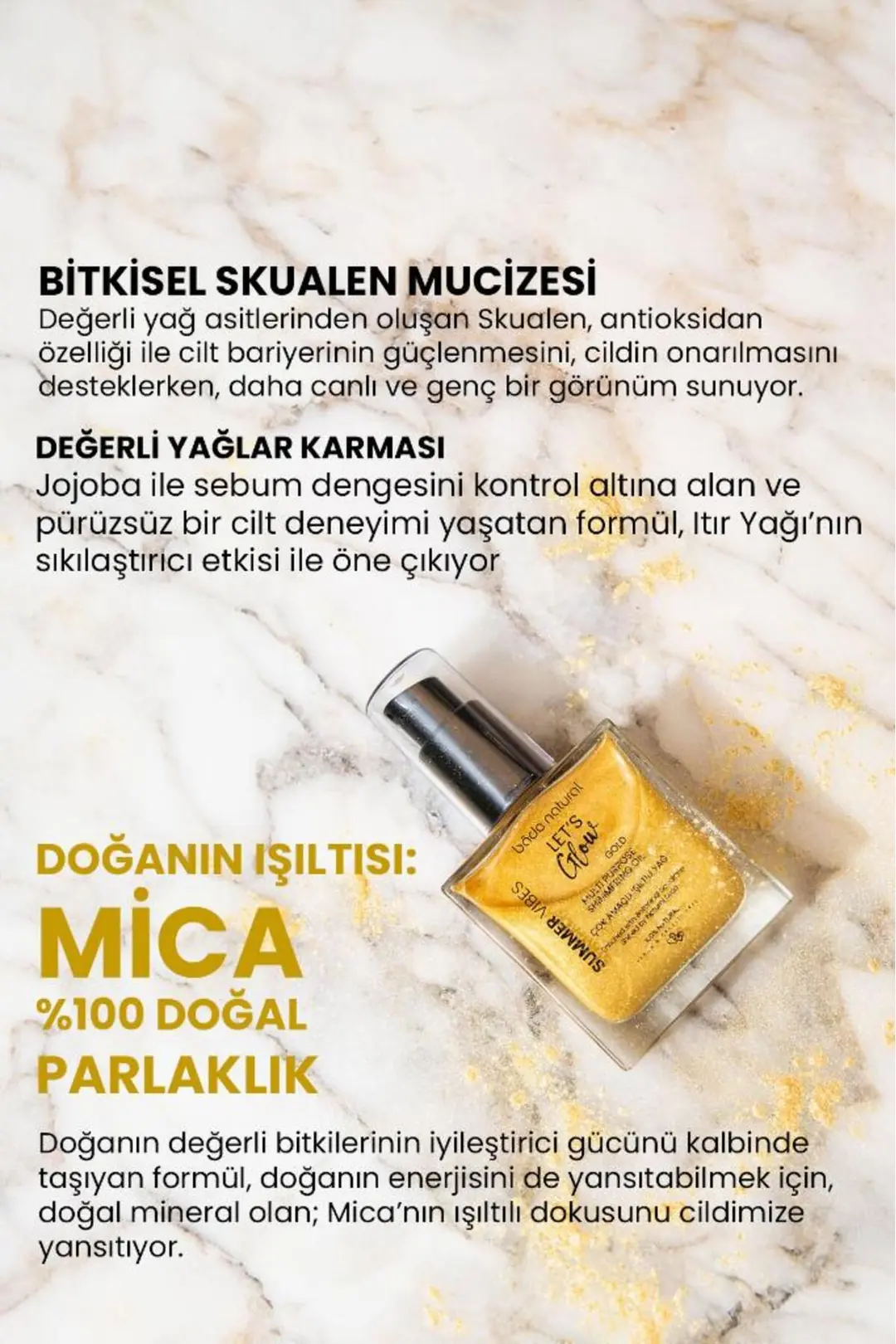 Nemlendirici Işıltılı Gold Çok Amaçlı Vücut Yağı 50 ml - 3