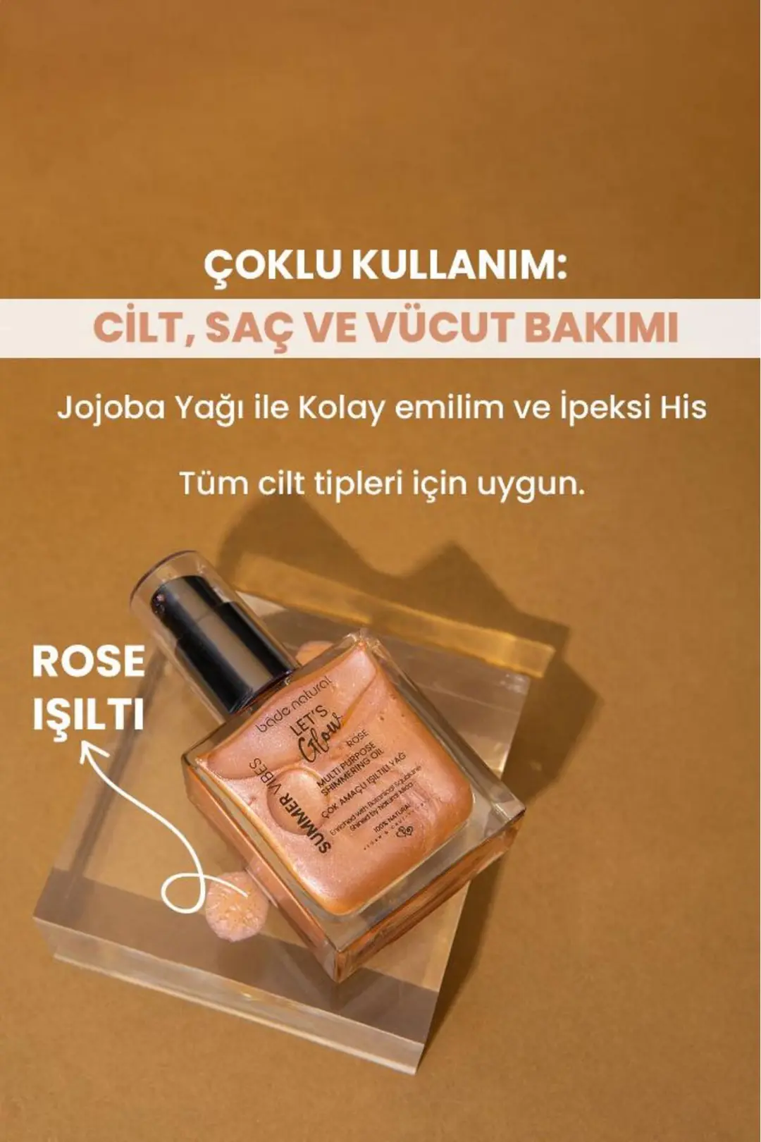 Nemlendirici Işıltılı Rose Çok Amaçlı Vücut Yağı 50 ml - 2