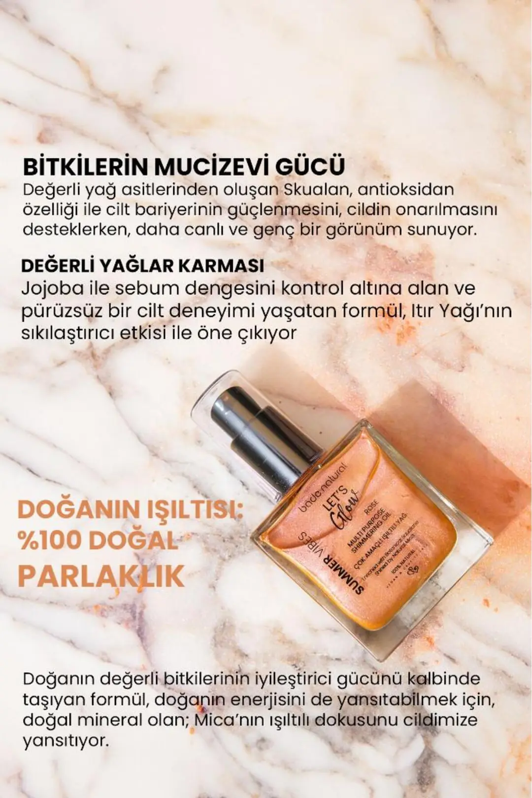 Nemlendirici Işıltılı Rose Çok Amaçlı Vücut Yağı 50 ml - 3
