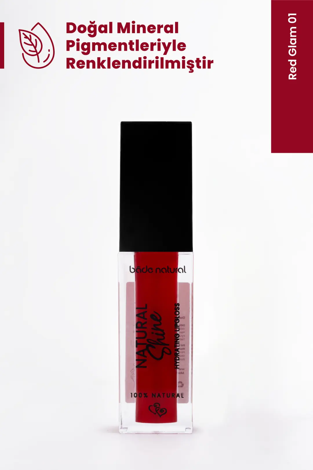 Nemlendirici Lipgloss Red Glam 01 Dudak Parlatıcısı %100 Doğal - 4