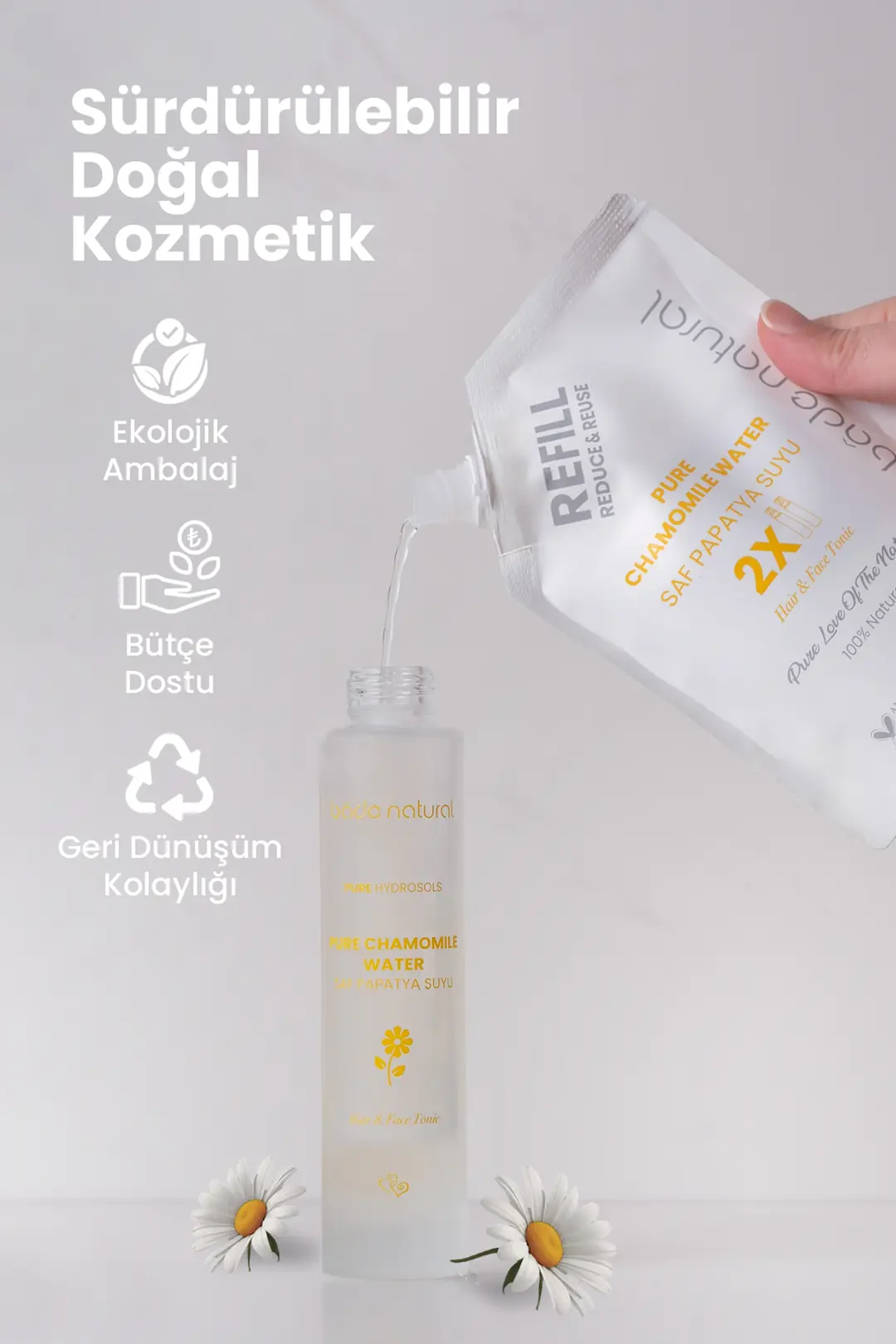 Papatya Suyu Saç Toniği %100 Doğal Refill Paket 200 ml - 2