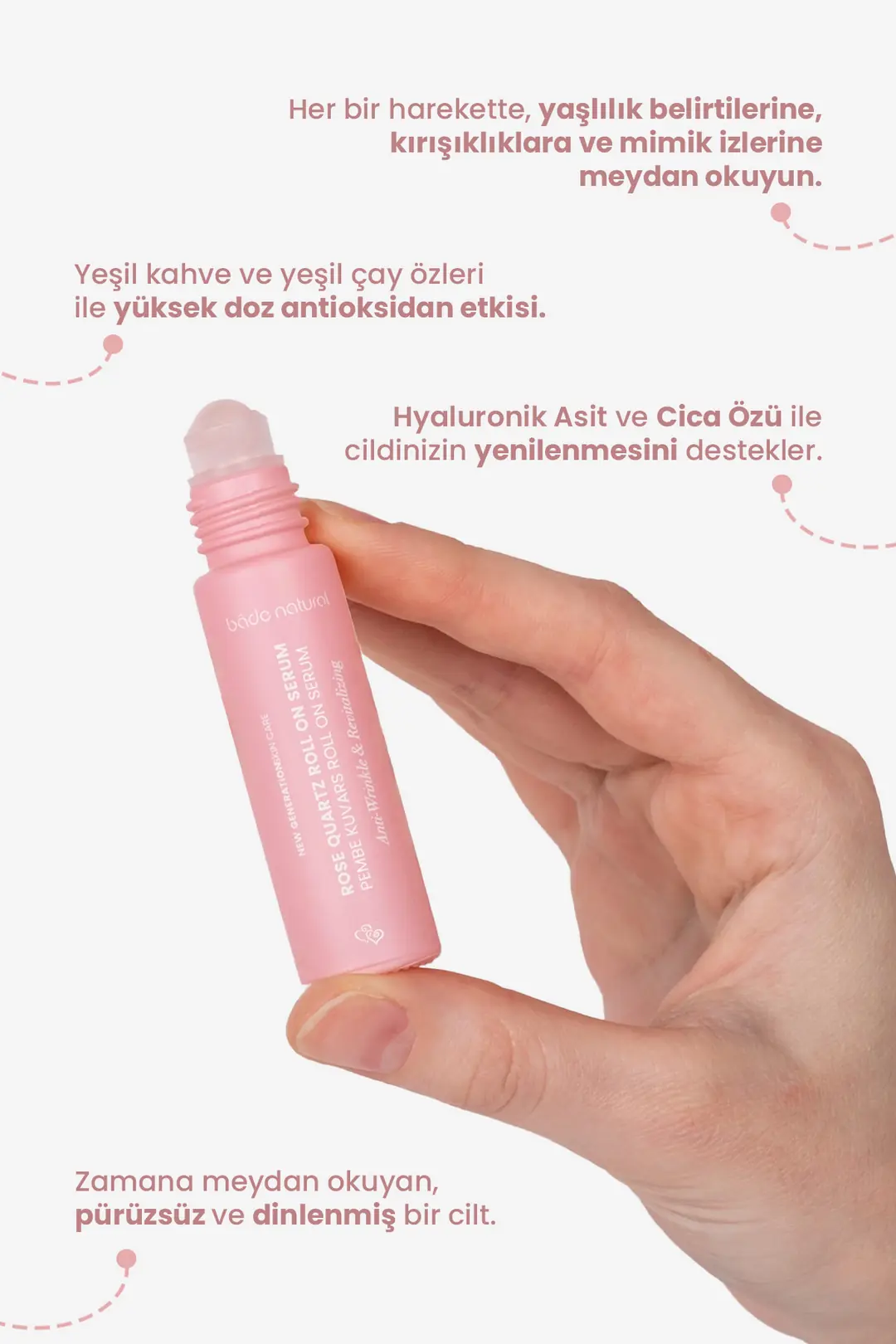 Pembe Kuvars Roll On Antioksidan Yüz Masaj Serumu 10 ml - 2