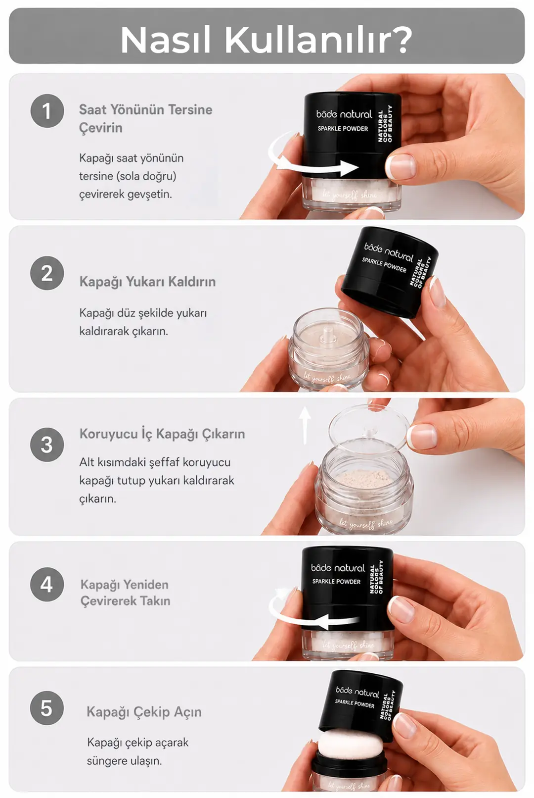 Sparkle Powder Shinny Pink Çok Amaçlı Toz Işıltılı Aydınlatıcı %100 Doğal - 3