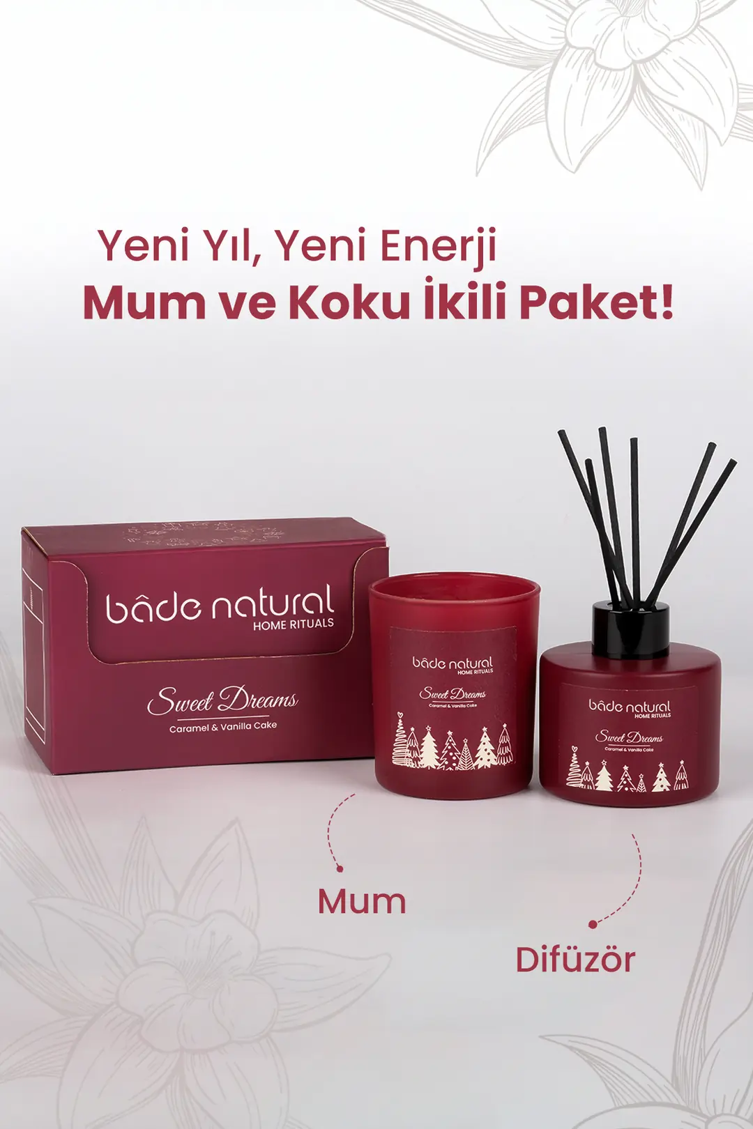 Sweet Dreams Caramel & Vanilla Cake Soya Mumu ve Çubuklu Oda Kokusu - 2