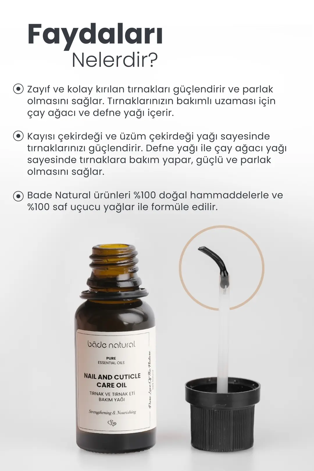 Tırnak ve Tırnak Eti Besleyici ve Güçlendirici Bakım Yağı %100 Doğal 20 ml - 3