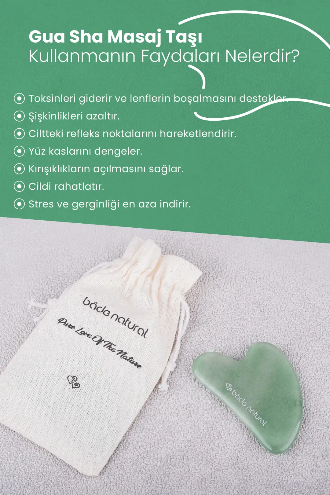 Yeşim Gua Sha %100 Doğal Ve Gerçek Yüz Masaj Taşı - 2