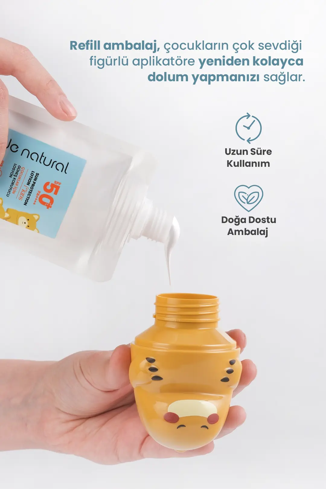 Çocuk Güneş Koruyucu Losyon 50+ SPF Yüksek Korumalı %100 Doğal Refill Paket 110 ml - 3