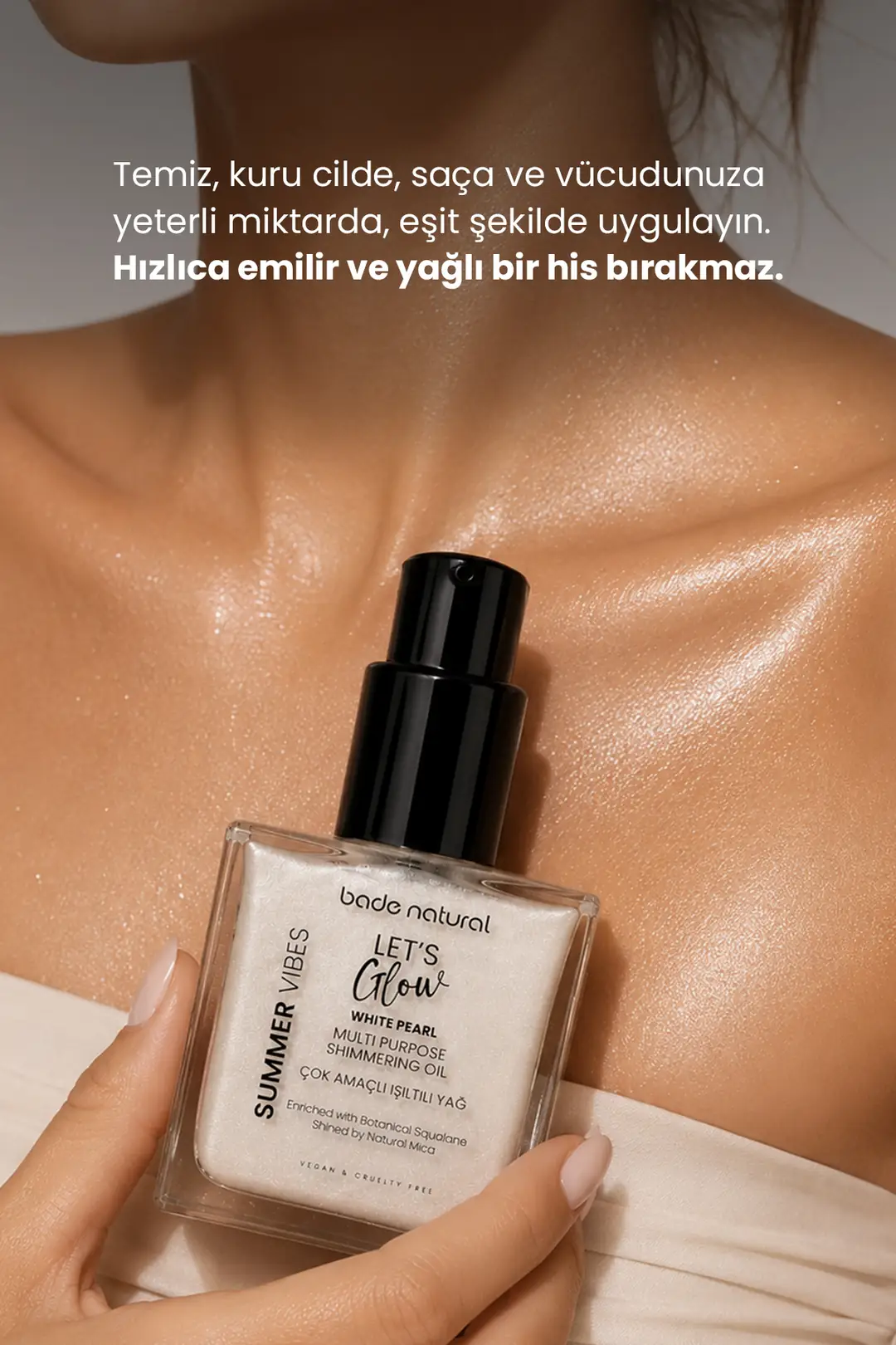 Nemlendirici Işıltılı White Pearl Çok Amaçlı Vücut Yağı 50 ml - 3
