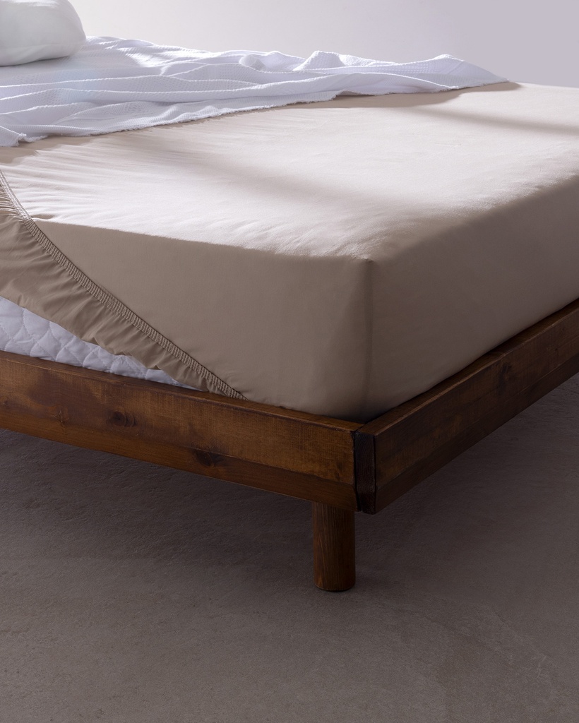 Manon King Size %100 Pamuk Ranforce Lastikli Çarşaf - Koyu Bej