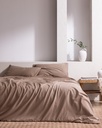 Tracey Çift Kişilik %100 Pamuk Pileli Linen Look Yıkamalı Çarşaflı Nevresim Takımı - Vizon
