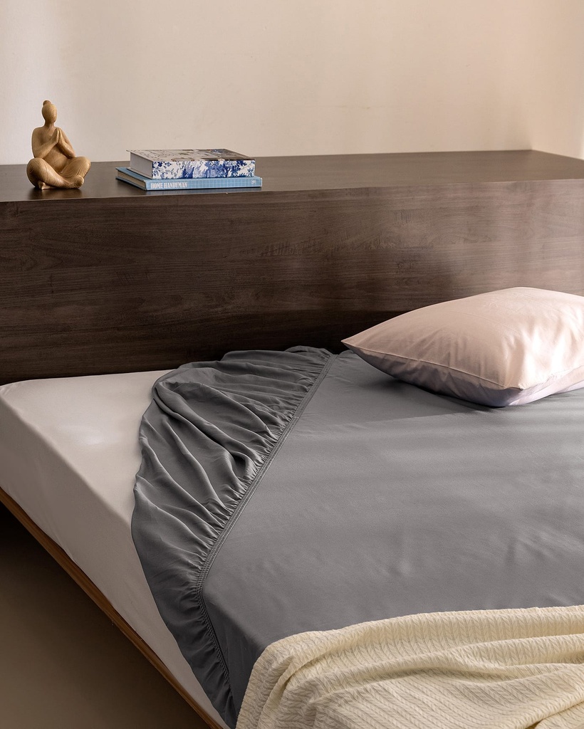 Ciel King Size %100 Pamuk Lastikli Saten Çarşaf - Gri