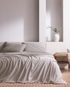 Tracey Tek Kişilik %100 Pamuk Pileli Linen Look Yıkamalı Çarşaflı Nevresim Takımı - Açık Gri