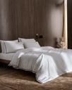 Tina Çift Kişilik Linen Look Yıkamalı  %100 Pamuk Çarşaflı Nevresim Takımı - Beyaz/Lacivert
