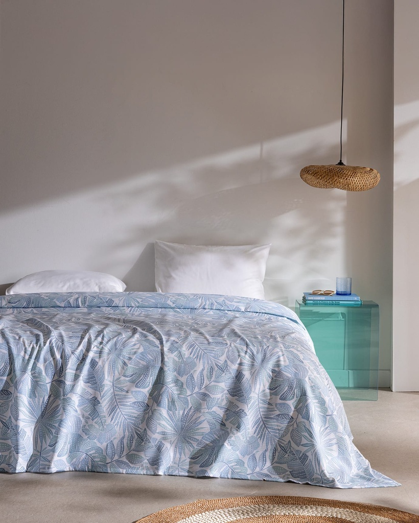 Vions King Size Pamuklu Ecocell Baskılı Pike - Mavi