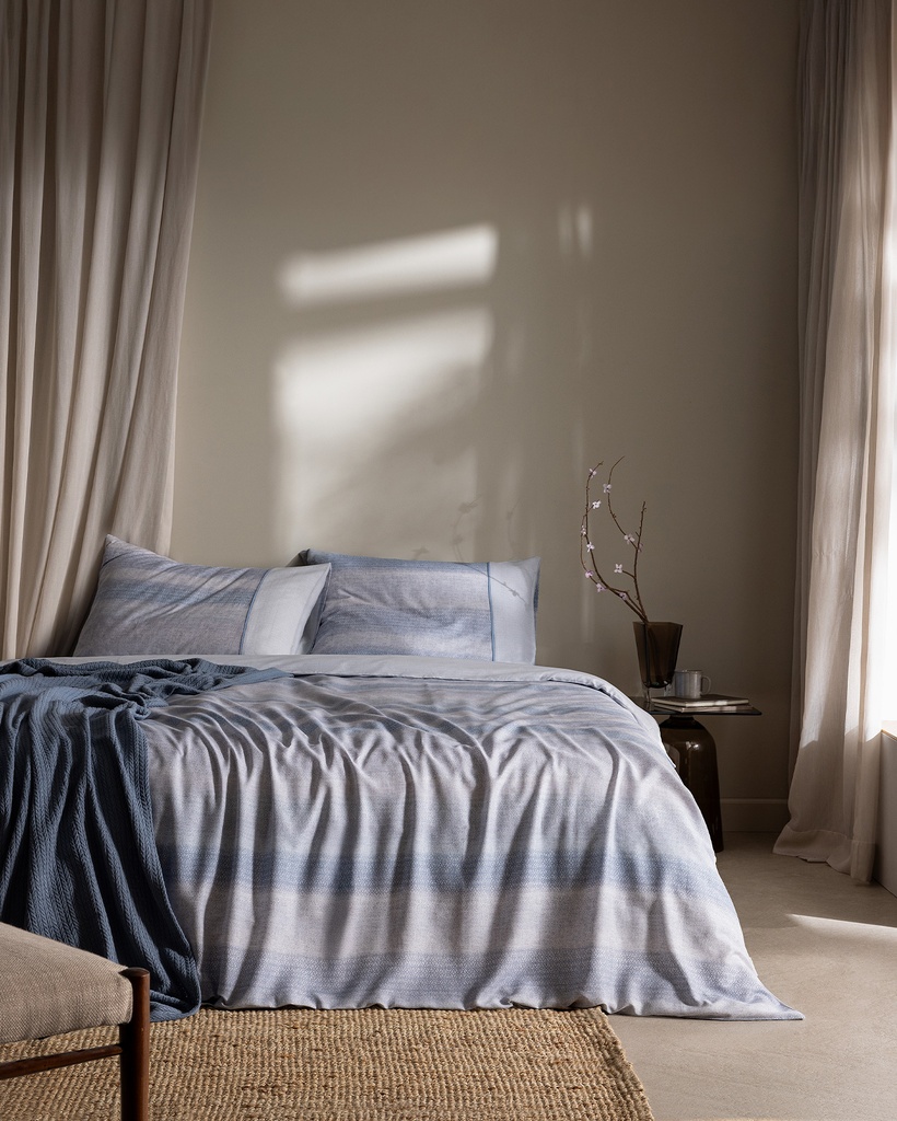 Candide King Size %100 Pamuk Madame Coco Crep Baskılı Çarşaflı Nevresim Takımı - Mavi