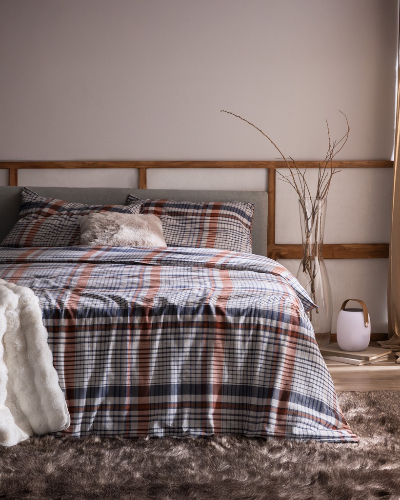Boussy Super King Size %100 Pamuk Çarşaflı Flanel Nevresim Takımı - Lacivert