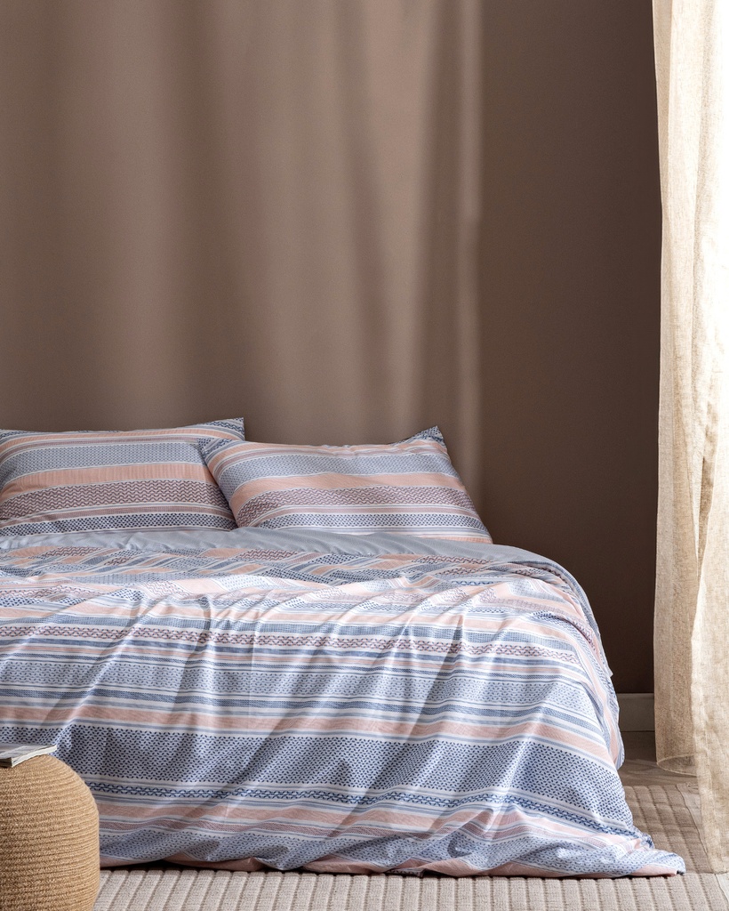 Favor King Size %100 Pamuk Ranforce Baskılı Çarşaflı Nevresim Takımı - Mavi