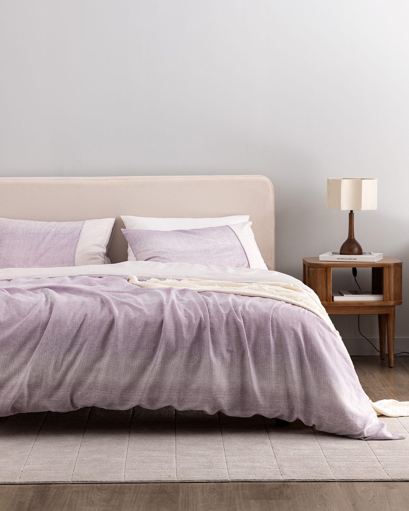 Adelya King Size %100 Pamuk Madame Coco Crep Baskılı Çarşaflı Nevresim Takımı - Mürdüm